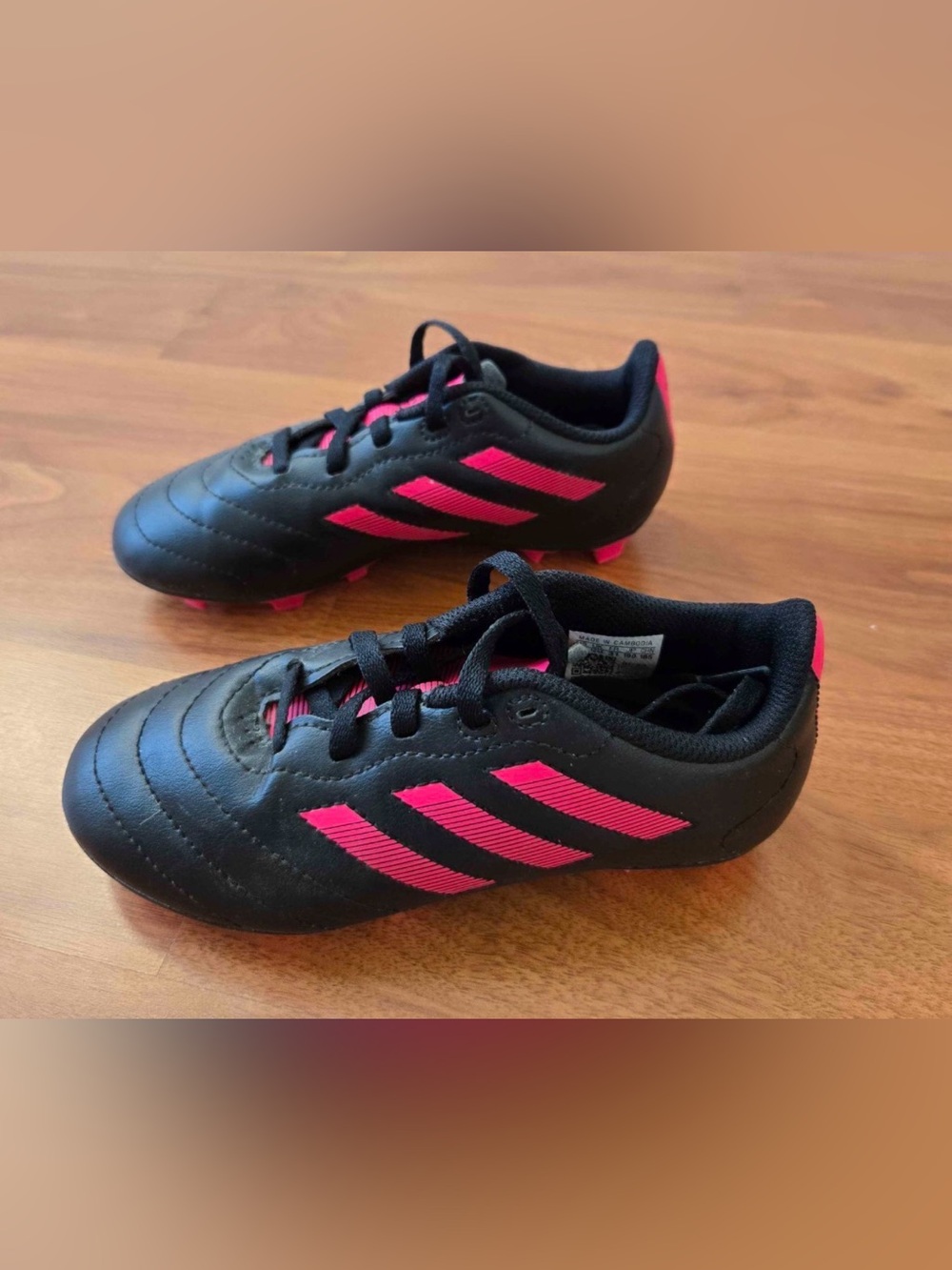Adidas Girls’ Black and Pink Soccer Cleats